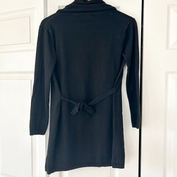 ZARA Knit Black Belted Tie Open Front Cardigan Sweater Women’s Size Medium - Picture 4 of 4